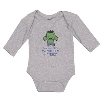 Long Sleeve Bodysuit Baby You Won'T like Me When I'M Hangry Boy & Girl Clothes