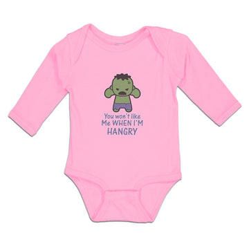 Long Sleeve Bodysuit Baby You Won'T like Me When I'M Hangry Boy & Girl Clothes