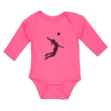 Long Sleeve Bodysuit Baby Silhouette Girl Playing Throw Ball Boy & Girl Clothes