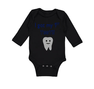 Long Sleeve Bodysuit Baby I Got My First Tooth Funny Humor Style B Cotton