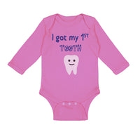 Long Sleeve Bodysuit Baby I Got My First Tooth Funny Humor Style B Cotton