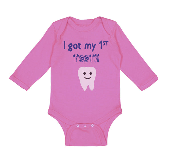 Long Sleeve Bodysuit Baby I Got My First Tooth Funny Humor Style B Cotton