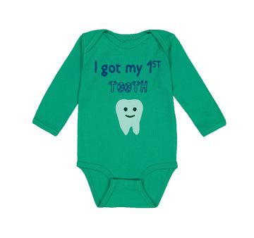 Long Sleeve Bodysuit Baby I Got My First Tooth Funny Humor Style B Cotton