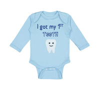 Long Sleeve Bodysuit Baby I Got My First Tooth Funny Humor Style B Cotton