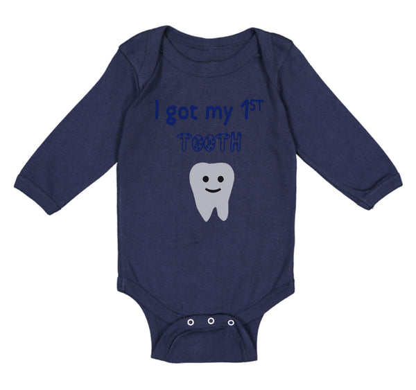 Long Sleeve Bodysuit Baby I Got My First Tooth Funny Humor Style B Cotton