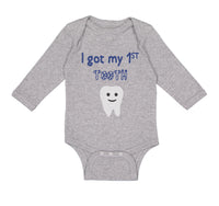 Long Sleeve Bodysuit Baby I Got My First Tooth Funny Humor Style B Cotton