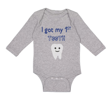 Long Sleeve Bodysuit Baby I Got My First Tooth Funny Humor Style B Cotton