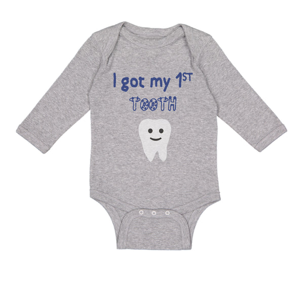 Long Sleeve Bodysuit Baby I Got My First Tooth Funny Humor Style B Cotton