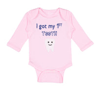 Long Sleeve Bodysuit Baby I Got My First Tooth Funny Humor Style B Cotton