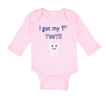 Long Sleeve Bodysuit Baby I Got My First Tooth Funny Humor Style B Cotton