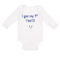 Long Sleeve Bodysuit Baby I Got My First Tooth Funny Humor Style B Cotton