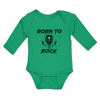 Long Sleeve Bodysuit Baby Born to Rock with Guitar Boy & Girl Clothes Cotton - Cute Rascals