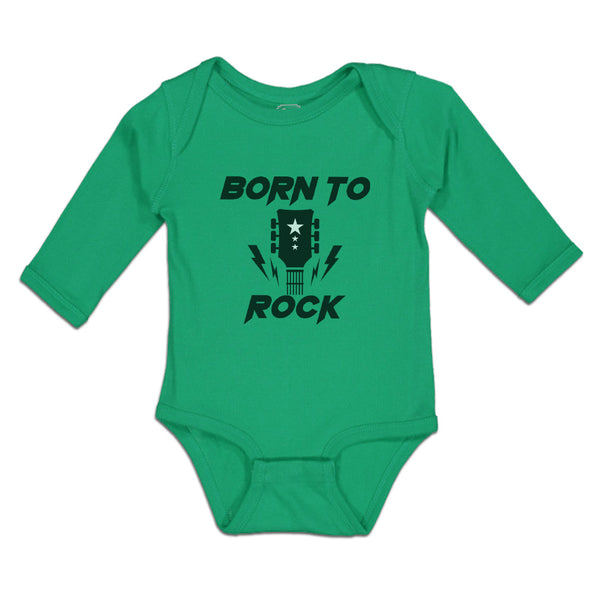 Long Sleeve Bodysuit Baby Born to Rock with Guitar Boy & Girl Clothes Cotton - Cute Rascals