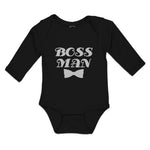 Long Sleeve Bodysuit Baby Boss Man with Silhouette Bowtie Boy & Girl Clothes - Cute Rascals