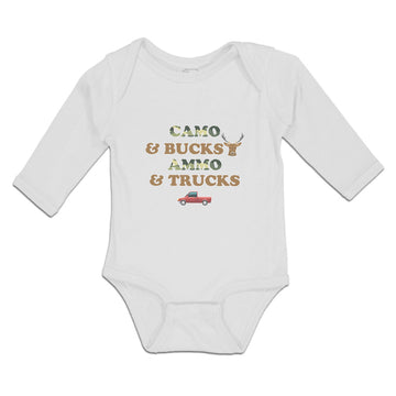 Long Sleeve Bodysuit Baby Camo & Bucks Ammo & Trucks Boy & Girl Clothes Cotton