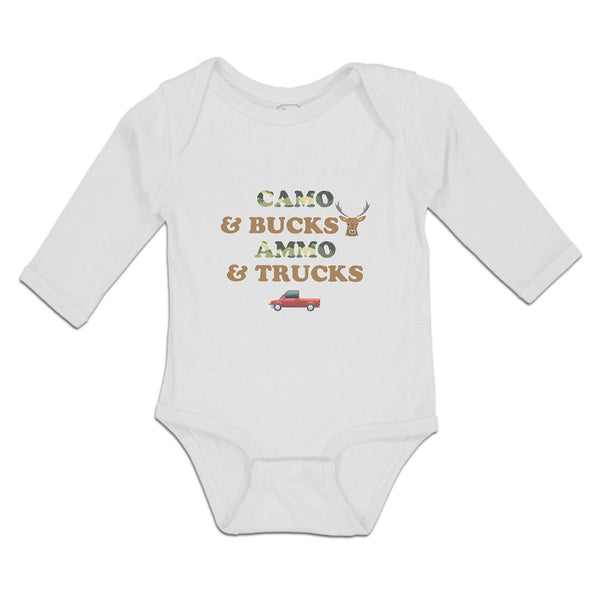 Long Sleeve Bodysuit Baby Camo & Bucks Ammo & Trucks Boy & Girl Clothes Cotton - Cute Rascals