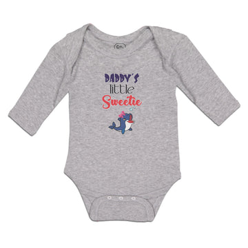 Long Sleeve Bodysuit Baby Daddy's Little Sweetie with Cute Blue Dolphin on Bow