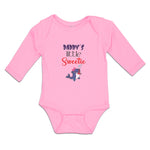 Long Sleeve Bodysuit Baby Daddy's Little Sweetie with Cute Blue Dolphin on Bow - Cute Rascals