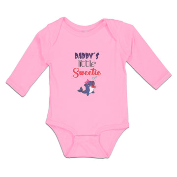 Long Sleeve Bodysuit Baby Daddy's Little Sweetie with Cute Blue Dolphin on Bow