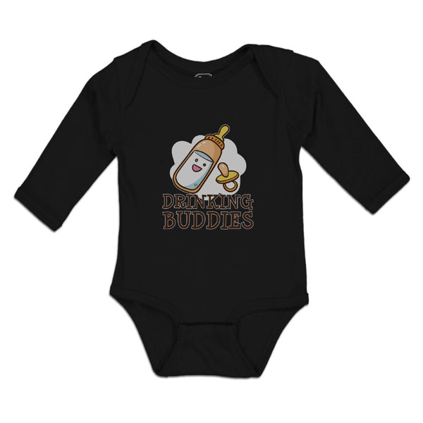 Long Sleeve Bodysuit Baby Drinking Buddies with Feeding Bottle and Nipple Cotton - Cute Rascals