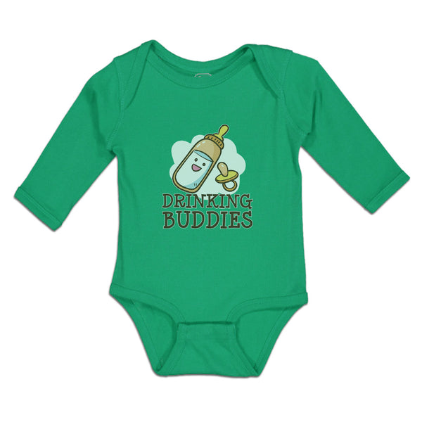 Long Sleeve Bodysuit Baby Drinking Buddies with Feeding Bottle and Nipple Cotton - Cute Rascals