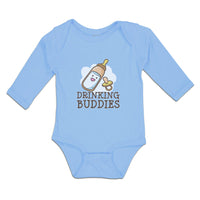 Long Sleeve Bodysuit Baby Drinking Buddies with Feeding Bottle and Nipple Cotton - Cute Rascals