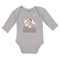Long Sleeve Bodysuit Baby Drinking Buddies with Feeding Bottle and Nipple Cotton - Cute Rascals