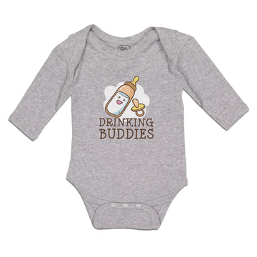 Long Sleeve Bodysuit Baby Drinking Buddies with Feeding Bottle and Nipple Cotton