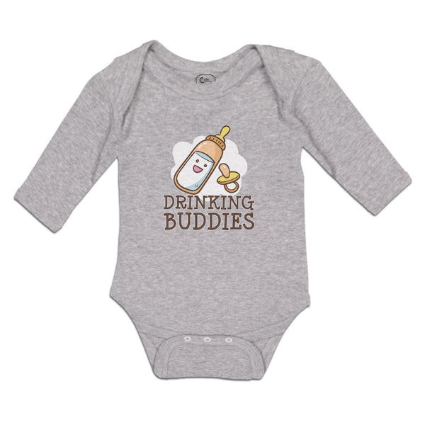 Long Sleeve Bodysuit Baby Drinking Buddies with Feeding Bottle and Nipple Cotton - Cute Rascals