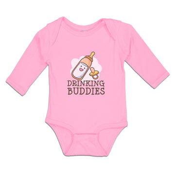 Long Sleeve Bodysuit Baby Drinking Buddies with Feeding Bottle and Nipple Cotton