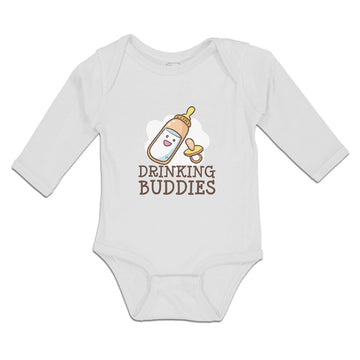 Long Sleeve Bodysuit Baby Drinking Buddies with Feeding Bottle and Nipple Cotton