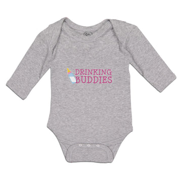 Long Sleeve Bodysuit Baby Drinking Buddies with Feeding Bottle Cotton