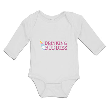 Long Sleeve Bodysuit Baby Drinking Buddies with Feeding Bottle Cotton