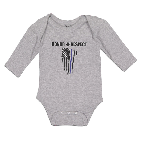Long Sleeve Bodysuit Baby Honor Respect An Police Flag Boy & Girl Clothes Cotton - Cute Rascals