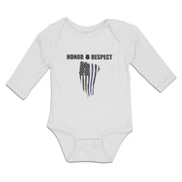 Long Sleeve Bodysuit Baby Honor Respect An Police Flag Boy & Girl Clothes Cotton - Cute Rascals