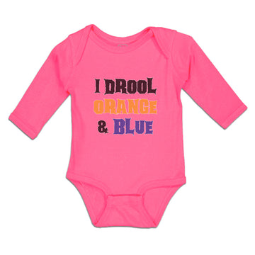 Long Sleeve Bodysuit Baby I Drool Orange & Blue Boy & Girl Clothes Cotton