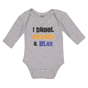 Long Sleeve Bodysuit Baby I Drool Orange & Blue Boy & Girl Clothes Cotton