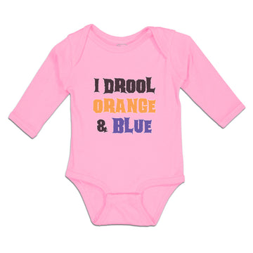 Long Sleeve Bodysuit Baby I Drool Orange & Blue Boy & Girl Clothes Cotton