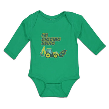 Long Sleeve Bodysuit Baby I'M Digging Being 4 Boy & Girl Clothes Cotton