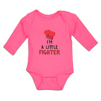 Long Sleeve Bodysuit Baby I'M A Little Fighter Sport Boxing Gloves 1 Cotton