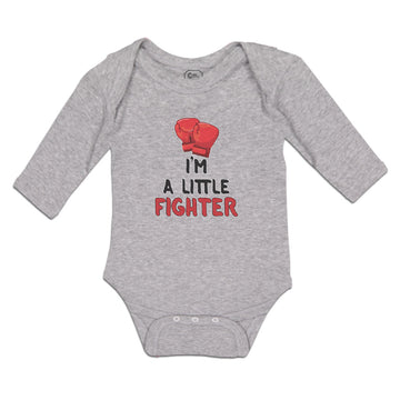 Long Sleeve Bodysuit Baby I'M A Little Fighter Sport Boxing Gloves 1 Cotton