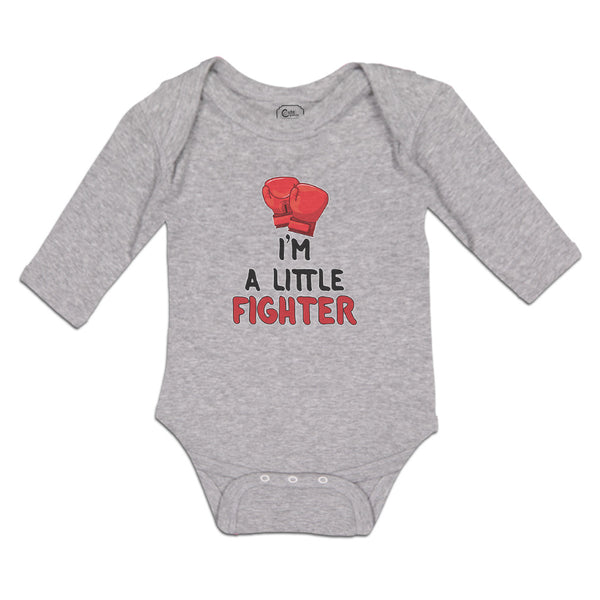 Long Sleeve Bodysuit Baby I'M A Little Fighter Sport Boxing Gloves 1 Cotton