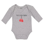 Long Sleeve Bodysuit Baby I'M A Little Fighter Sport Boxing Gloves 2 Cotton