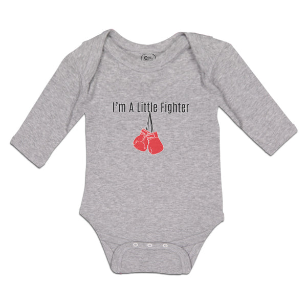 Long Sleeve Bodysuit Baby I'M A Little Fighter Sport Boxing Gloves 2 Cotton