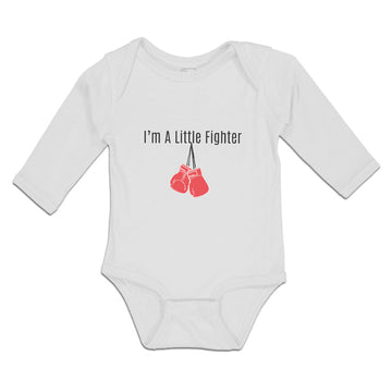 Long Sleeve Bodysuit Baby I'M A Little Fighter Sport Boxing Gloves 2 Cotton