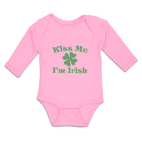 Long Sleeve Bodysuit Baby Kiss Me I'M Irish Boy & Girl Clothes Cotton