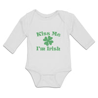 Long Sleeve Bodysuit Baby Kiss Me I'M Irish Boy & Girl Clothes Cotton
