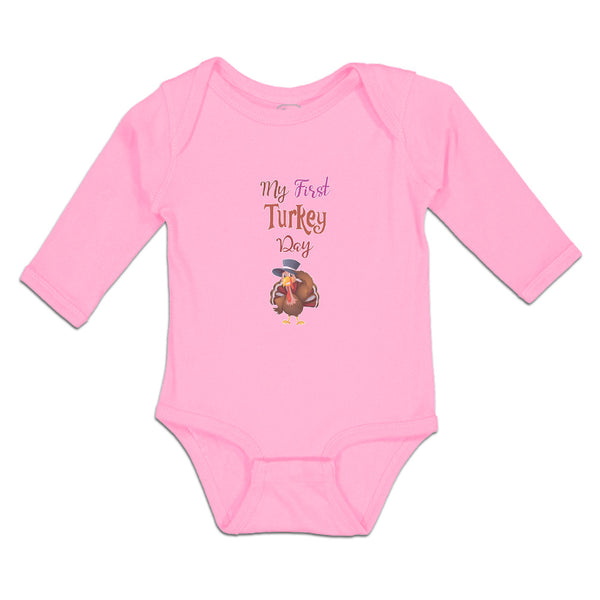 Long Sleeve Bodysuit Baby My First Turkey Day Boy & Girl Clothes Cotton