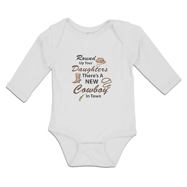 Long Sleeve Bodysuit Baby Round up Your Daughters There's A New Cowboy in Town