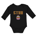 Long Sleeve Bodysuit Baby Stud with Cherry on Cupcake Boy & Girl Clothes Cotton